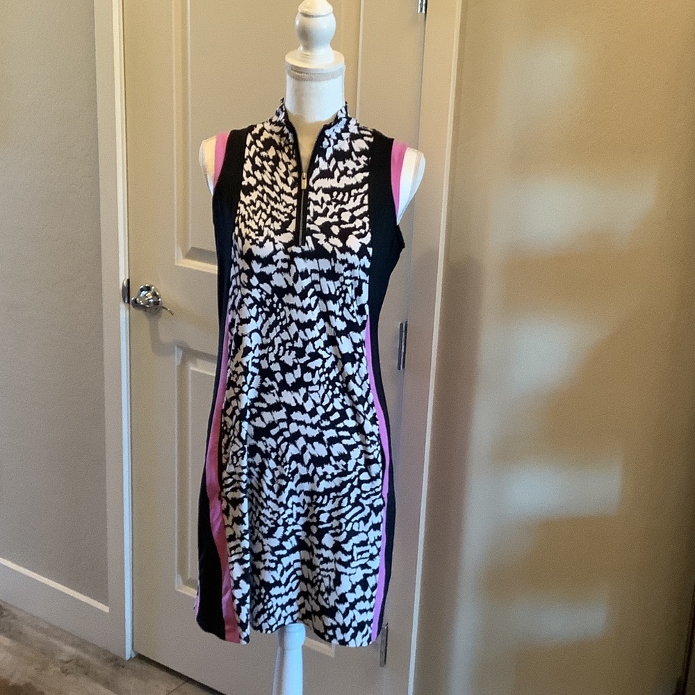Tail Golf S Patterned Dress with Pink Trim